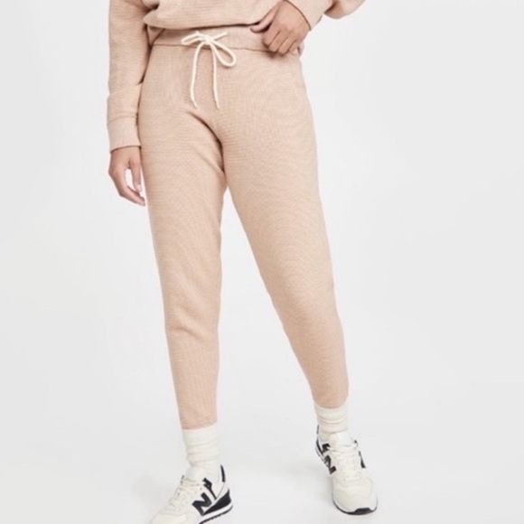 NWT Varley Alice Knit Sweatpants Joggers in Praline & Ivory - Picture 1 of 9